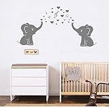 MAFENT ( TM )可愛い象ビニール壁デカールwith Hearts and音楽シンボルベビーキッズ部屋の壁のステッカー装飾カラー:グレー