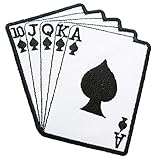 刺繍 アイロンワッペン【ロイヤルストレートフラッシュ】ポーカー トランプ カード カジノ 手品 マジック ゲーム アップリケ アイロン接着