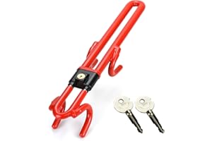 リレーアタック防止ハンドルロック ステアリング固定 長さ調整 耐久性 ピッキング対策 目立つ 汎用性 (レッド)