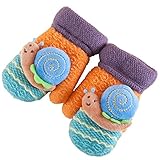 子供手袋可愛いカタツムリ お洒落キッズグローブ 秋冬 防寒用品 ミックス色　児童 通園/通学/アウトドア活動 軽量 汚れにくい アクセサリー 5歳以下子供に適用 (黄色い)