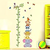 ufengke® Cartoon Animals Cute Raccoon Monkey Elephant Leopard and Tree Vines Height Chart Decals, Ch
