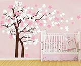Nursery Cherry Blossom Wall Decal Baby Nursery Tree Decals Family Tree Flower Decal Pink White Girl 