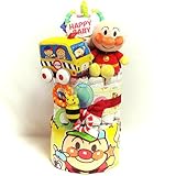 17010 おむつケーキ３段　男女共用　アンパンマンぬいぐるみと楽しいおもちゃ　 キャラクターオムツケーキ　知育玩具 出産祝い