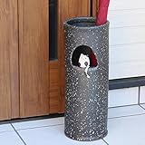 信楽焼 白黒猫長傘立て しがらき焼 笠立て 陶器 おしゃれ kt-0266
