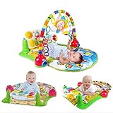 kishiya　プレイマット 赤ちゃん 　室内ジム　指遊びミュージカルジム　内祝い、出産祝い (緑)