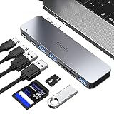 Elecife Macbook Air ハブ Macbook Pro ハブ USB C ハブ 7ポート Macbook USB 変換アダプタ thunderbolt 3 ドッキングステーション PD充電 SD/TFカード USB3.0ポート*3 超軽量 コンパクト グレー