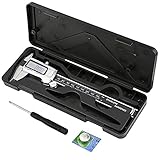 Buluri デジタルノギス 150mm 内径 外径 深さ 段差測定 ゼロリセット ホールド機能 高精度 コンパクト ボタンセルとねじ回し付き ケース付き (ブラック)