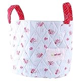 Minene Small Blue with Red Flowers Fabric Storage Basket Organiser with Handles 18x22cm by Minene