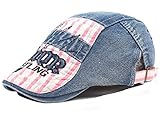 Roffatide 子供 刺繍 ハンチング 帽子 ベレー帽 男の子 女の子 春夏 アウトドア 紫外線対策 日よけ帽子 ブルー B