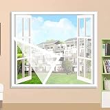 60x135cm,【 貼るだけ 簡単 】 網戸 ネット マジック テープ 式 万能 防虫 換気