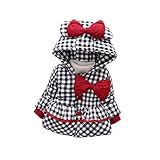 FEVON　コート　ベビー　秋冬　綿服　女の子　赤ちゃん　アウター　フード付き　チェック柄　可愛い　リボン付き　中綿　厚手　暖かい　防寒対策　キッズコート　子供服　出産祝い　プレゼント　80　90　1