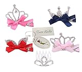 Tortor 1bacha(JP)　キッズ　リボンヘアピン　子供用　ヘアクリップピン　ベビー ミニティアラ　ヘアアクセサリー　女の子　キラキラ　髪飾り　ラインストーン付き　５個セット　誕生日プレセント