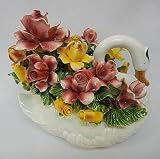 CR-A768  陶花スワン　イタリア陶器　CERAMIC　FLOWERS