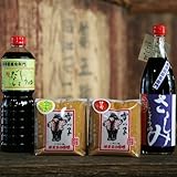 手作り越後味噌＆丸大豆醤油 お勧めセット（山ぶき味噌・甘口味噌・鰹だし醤油・さしみ醤油）／新潟の美味しい味噌と醤油のセット
