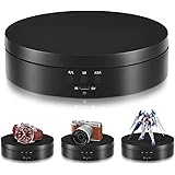 電動回転台 360度小型電動ターンテーブル L'QECTED 回転台 直径13.8CM 耐荷重3kg 方向角度調整可能低騒音電気回転 展示用/フィギュア/撮影用（ブラック 13.8cm）