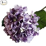 Xhsp 5ヘッド人工シルクフラワー6分岐Hydrangeaホームホテルウェディングパーティーガーデン装飾 18.5" パープル Hydrangea16120801-Purple