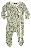 Milkbarn竹コットンFooted Romper "ブルーフローラル" 3 – 6ヶ月