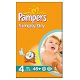 Pampers Simply Dry Size 4 (7-18kg) Large Pack Maxi 2x46 per pack by Pampers
