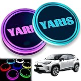 CarModule ヤリス 専用 ドリンクホルダー LEDコースター カップホルダー 2個セット GR YARiS 10系 RZ RC 対応 LEDカーウォーターカップホルダー 自動点灯消灯 明るさセンサー 丸型 車内 車載 車用 ライトパッド (Yaris 適用) [並行輸入品]