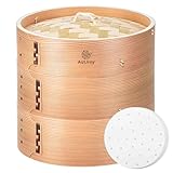 【AutJrny】 深めの せいろ蒸し器 2段 21cm 杉せいろ せいろ セット 蒸し器 竹せいろ セイロ 専用シート50枚付