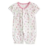 半袖 総柄 綿 ロンパース 男の子 女の子 赤ちゃん ベビー 80㎝ 夏服 カバーオール つなぎ (ピンク)