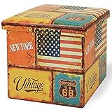 東洋ケース スツール ヴィンテージ風 【組立サイズ】外寸：約W33×D33×H33cm、内寸：約W30×D30×H30cm AMERICAN STOOL BOX ヴィンテージ