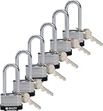 Brady 118972 Black, Key Retaining Steel PadLock - 2 Shackle - Keyed Alike (6 Locks) by Brady