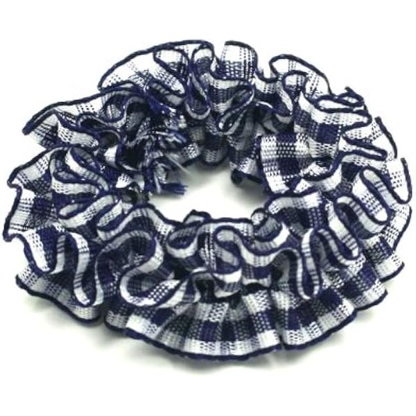 Amazon.co.jp: ギンガムチェックのミニシュシュ E41- (紺) ヘアー