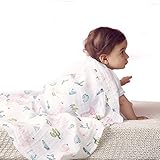 【ベビーアムール】Bebamour ベビーバスタオル ガーゼケット おくるみ 綿100％ふわふわ 120cm×120cm ブランケット タオルケット 出産祝い 保育園 お昼寝用 (フラシンゴ)