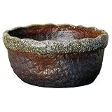 信楽焼　信楽BEST SELECTION　水鉢　古信楽ひねり小判めだか鉢　13号　全高20cm×幅42cm×奥行33cm