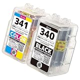 BC-340/BC-341 【 ブラック1本+カラー1本セット 合計2本 】 (キヤノン用) B/ue製 互換 詰め替えインク