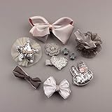 ヘアアクセサリ　髪留め　髪飾り　キッズ　子供　ガールズ　可愛い　10点　セット　プレゼント　七五三　撮影用 (グレー)
