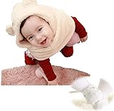 【Yusongirl】2色選べる　ニット帽＆ソックス 2点セットくまちゃん風 カバー帽子　耳付き　ニット帽 ベビー キッズ 赤ちゃん 子用 かわいい (ベージュ)