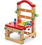 ＣＴＶshop （シーティーブイショップ）オリジナル袋付き 木製ボルトとドライバーで椅子を作ろう! 子供 木のおもちゃ 組み立て工具 大工さんセット 幼児 キッズ 1歳から ねじ遊び 知育おもちゃ (
