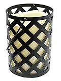 7 "ブラックメタルクリスクロスビスクのランタンLED照明付きFlamelessインドア/アウトドアPillar Candle