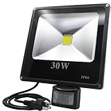 zhma 10 W PIRセンサー屋外セキュリティライト、超明るいLEDフラッドライト、110 Vグレーハウジング投光照明LEDランプ 30W Cool White US5LW6PIR30W220VC