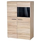 LOWYA （ロウヤ） ディスプレイキャビネット キャビネット チェスト ヨーロッパ直輸入 ガラス扉 本棚 リアルな木目 幅90cm ナチュラル おしゃれ 新生活