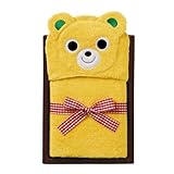 ミキハウス(mikihouse) (箱付)フード付きバスタオル 黄(クマ)
