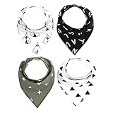 【ノーブランド品】スタイ ビブ よだれかけ コットン100% 柔らかい 2層タイプ スナップ 三角 ベビー 4枚セット (0-2歳, L)