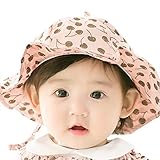 女の子ベビー帽子 キュートなチェリー柄 波状のバイザーデザイン １００％コットン 保温 被る心地いい 秋季新品 可愛い ピンク