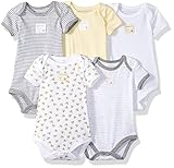 Burt's Bees Baby （バーツビーズベビー） 女の子 半袖肌着 ボディースーツ お着換え下着5枚セット オーガニックコットン100% (9-12ヶ月 (71-75cm), サンシャイン)
