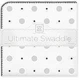 SwaddleDesigns Ultimate Receiving Blanket, Big Dot Little Dot, Sterling [並行輸入品]