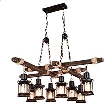 Amazon.co.jp : Xwyun 和風 木製 シャンデリア LED 室内照明