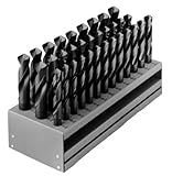 Chicago Latrobe 190F High-Speed Steel Reduced Shank Drill Bit Set With Stand, Black Oxide, Round Sha