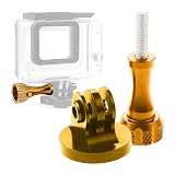 SURIEEN アルミ三脚マウントアダプタセット アルミ三脚マウント アルミ製三脚マウント アルミ変換アダプター 三脚アダプター 1/4"ネジの穴付きのカメラに対応 GoPro Hero 10/9/8//7/6/5対応 （イェロー）