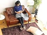 ２人用 SOFA ミッドセンチュリー レザーラブソファ ブラウン(茶）　レトロビンテージ風　木脚 DIAMOND DESIGN