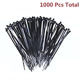EVERMARKETブラック8 "プラスチックケーブルZip Ties – 1000パック