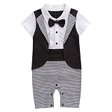 XM Nyan Mayの赤ちゃん幼児用男の子ボウタイFauxスーツタキシードデザインロンパースワンジー US サイズ: 3-6 Months カラー: ブラック