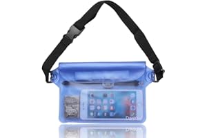 DanYee 防水ポーチ 完全防水 防水ケース 【1個】 IPX8取得済み 3重チャック PVC素材 海水浴 プール 釣り バイク ウエストバッグ 防水パック 携帯 (ブルー)