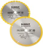DEWALT DW3128P5 80 Tooth and 32T ATB Thin Kerf 12-inch Crosscutting Miter Saw Blade, 2 Pack [並行輸入品]